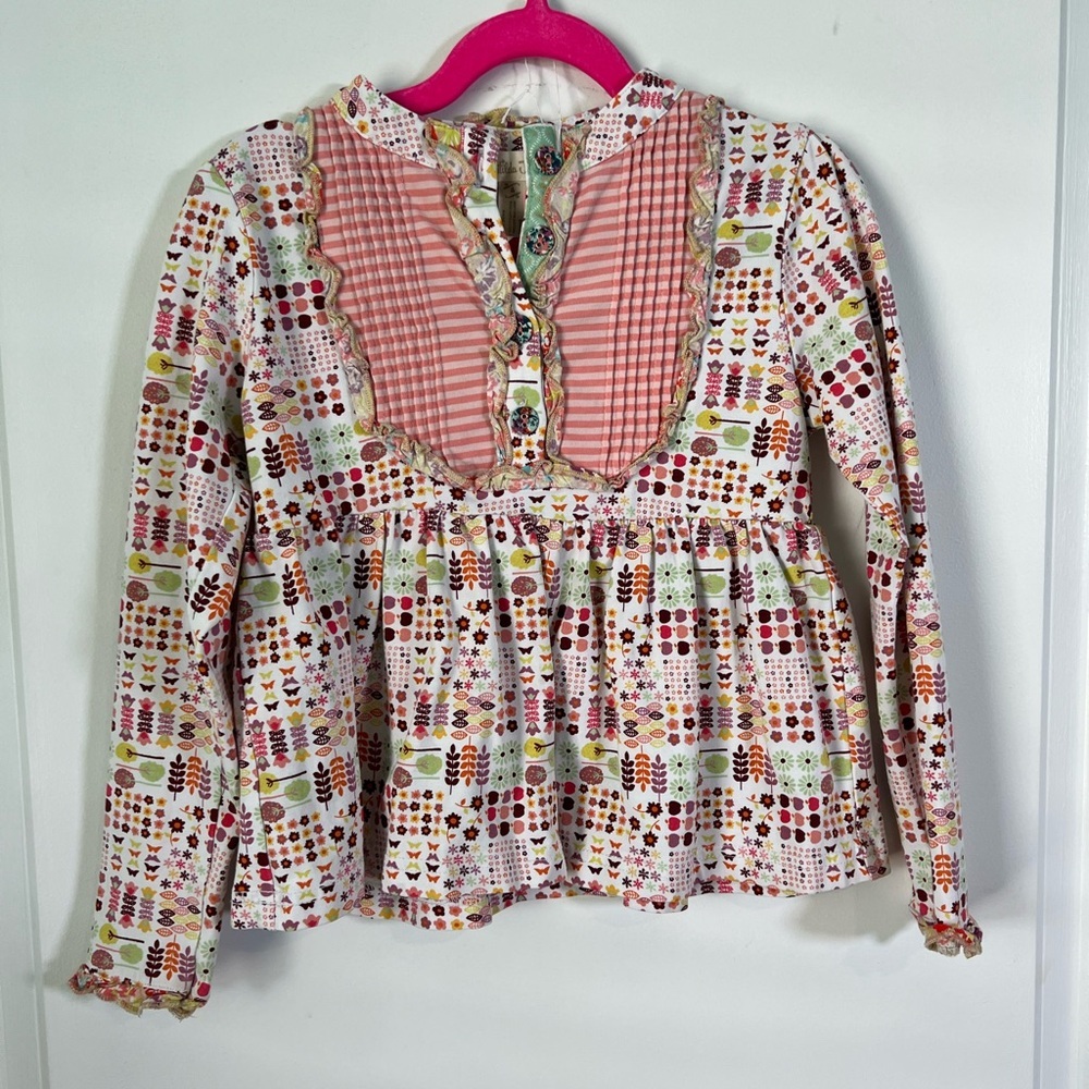 Matilda Jane Tunic size 4 | Ruffle Apples Leaves Flowers